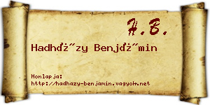 Hadházy Benjámin névjegykártya